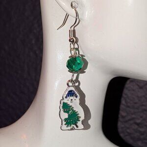 Polar Bear Christmas Tree Earrings
